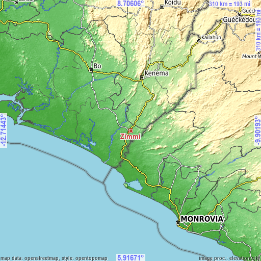 Topographic map of Zimmi