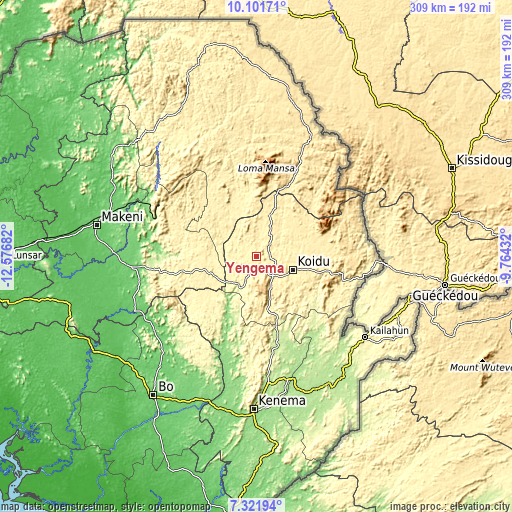 Topographic map of Yengema