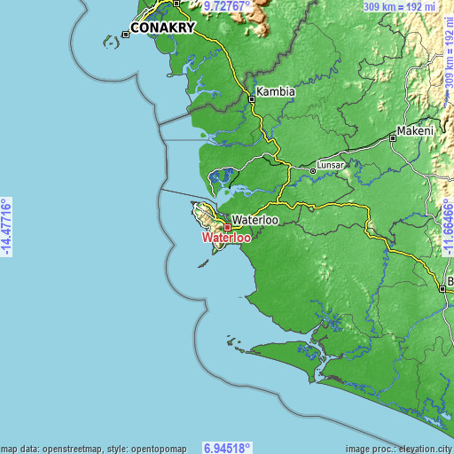 Topographic map of Waterloo