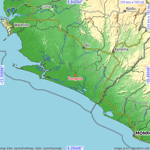 Topographic map of Tongole