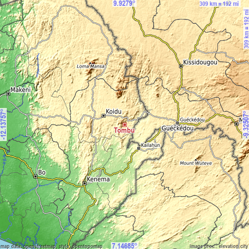 Topographic map of Tombu