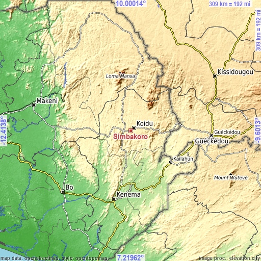 Topographic map of Simbakoro