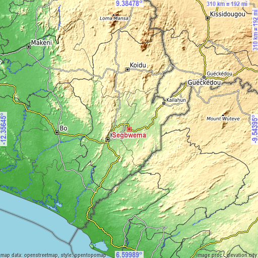Topographic map of Segbwema