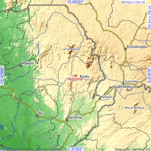 Topographic map of Koyima
