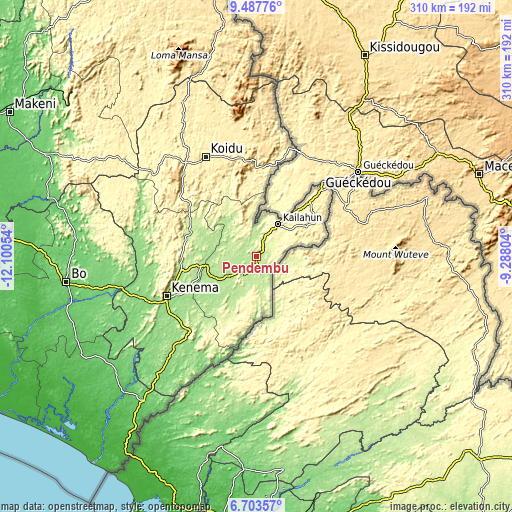 Topographic map of Pendembu