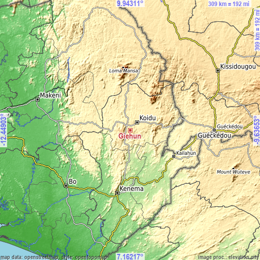 Topographic map of Giehun