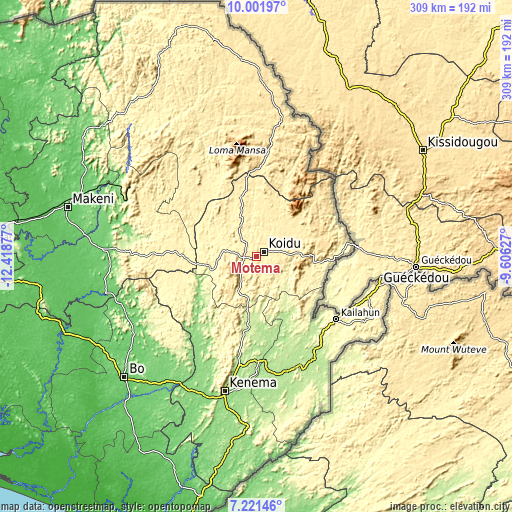 Topographic map of Motema
