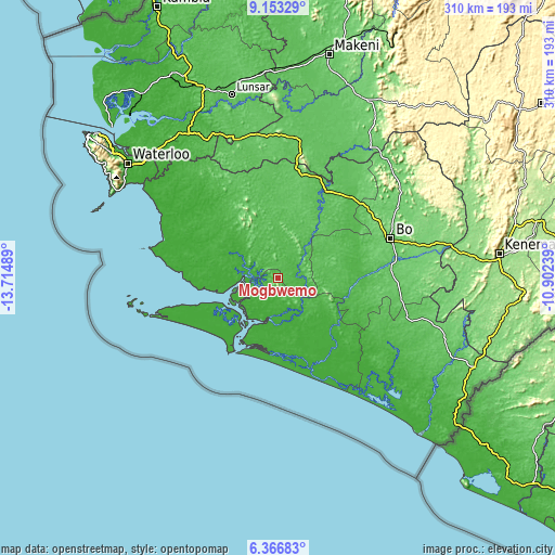 Topographic map of Mogbwemo