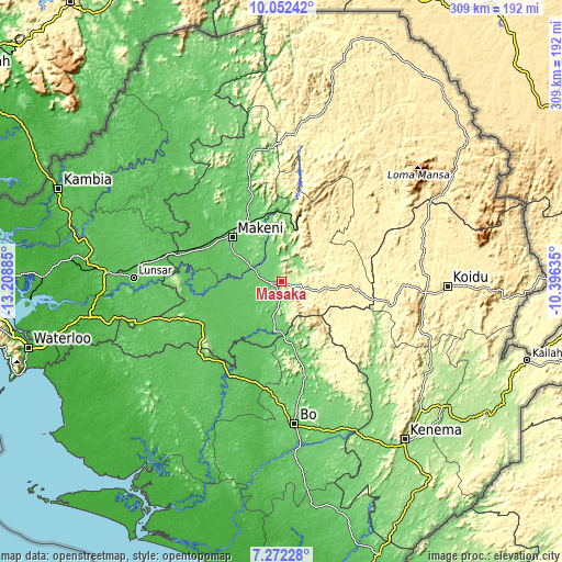 Topographic map of Masaka