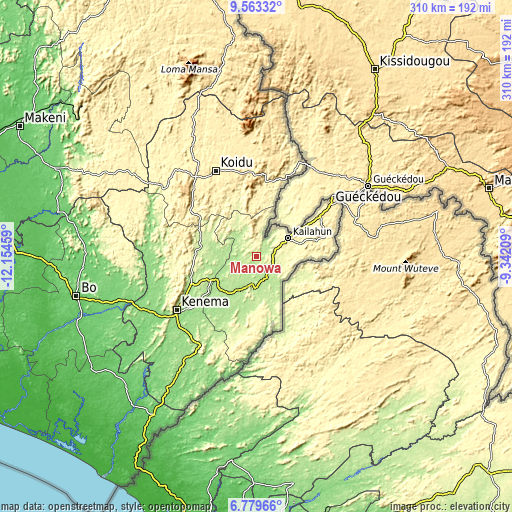 Topographic map of Manowa