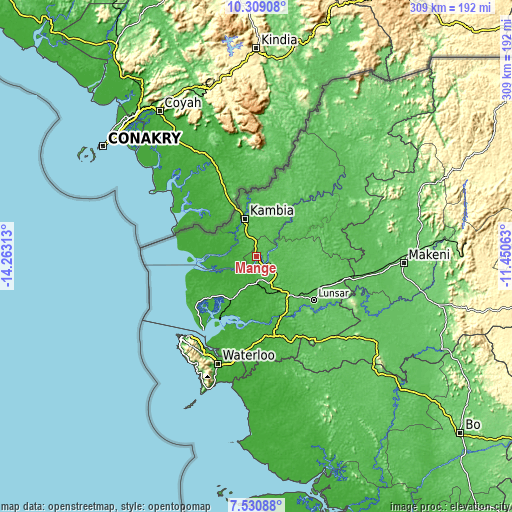 Topographic map of Mange