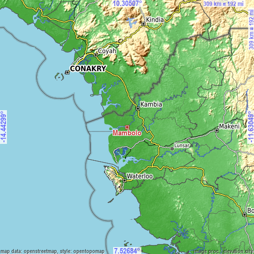 Topographic map of Mambolo
