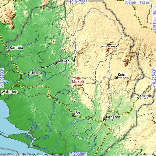 Topographic map of Makali