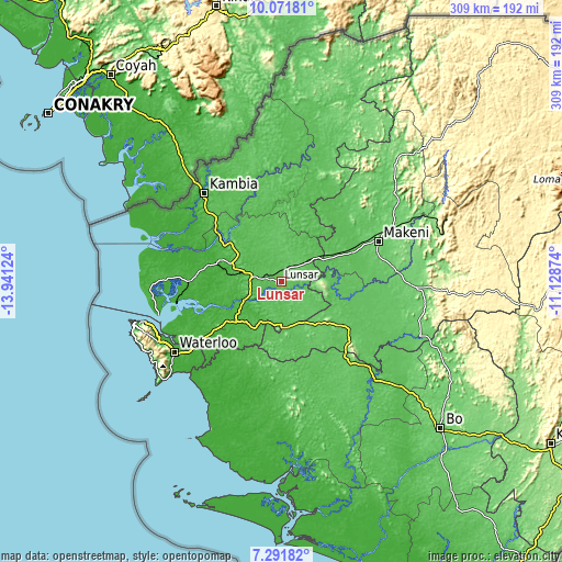Topographic map of Lunsar