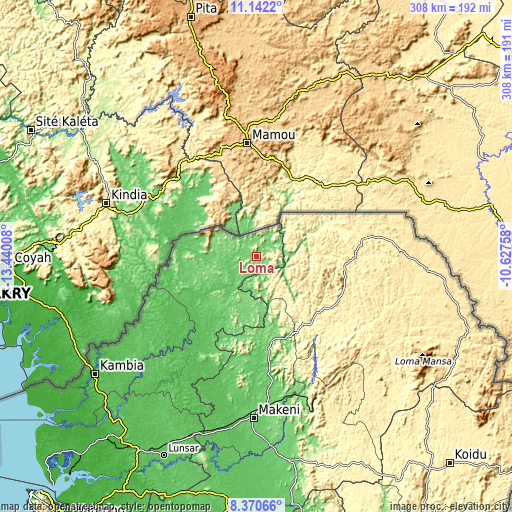 Topographic map of Loma