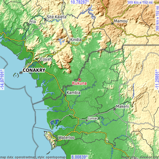 Topographic map of Kukuna