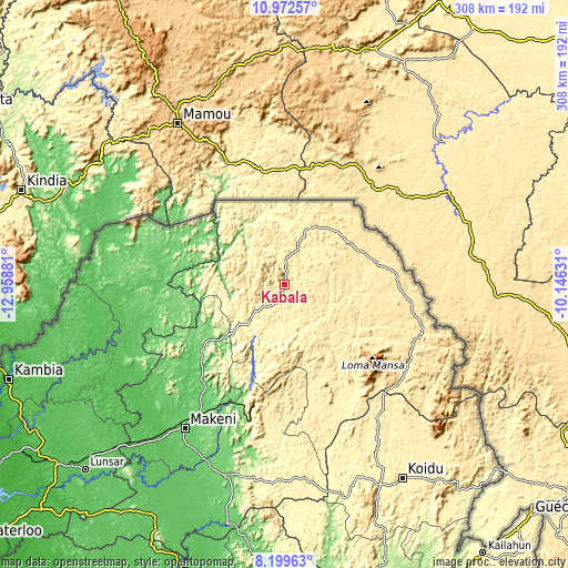 Topographic map of Kabala