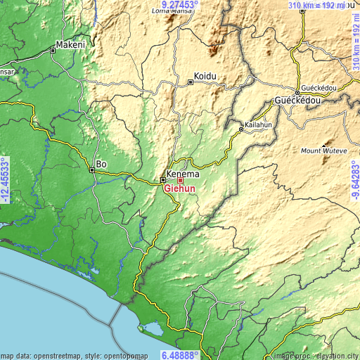 Topographic map of Giehun