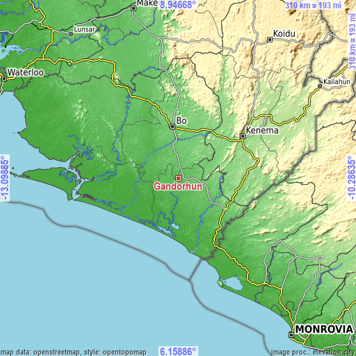 Topographic map of Gandorhun