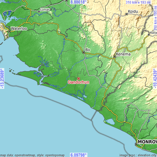 Topographic map of Gandorhun
