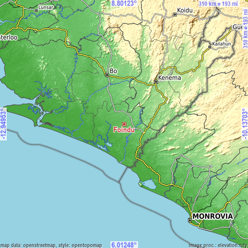 Topographic map of Foindu