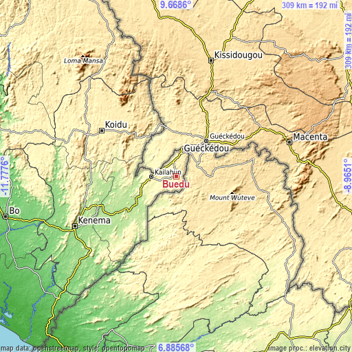 Topographic map of Buedu