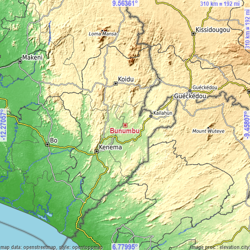 Topographic map of Bunumbu