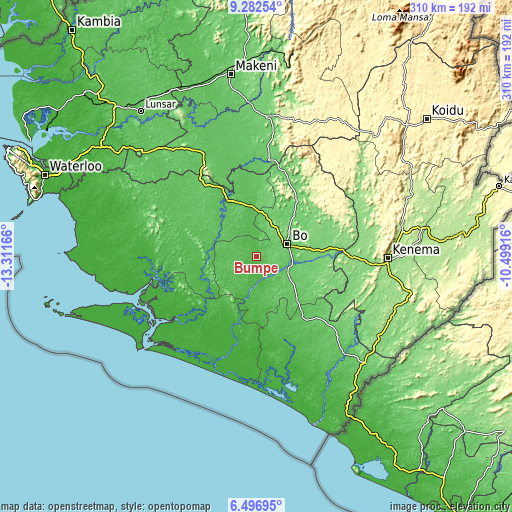 Topographic map of Bumpe