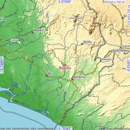Topographic map of Boajibu
