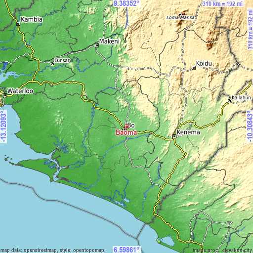 Topographic map of Baoma