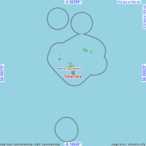 Topographic map of Takamaka