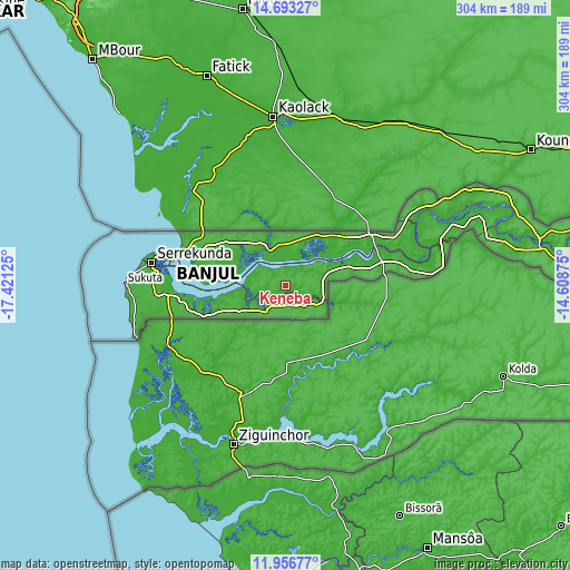 Topographic map of Keneba