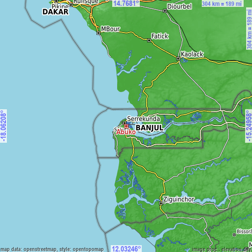 Topographic map of Abuko