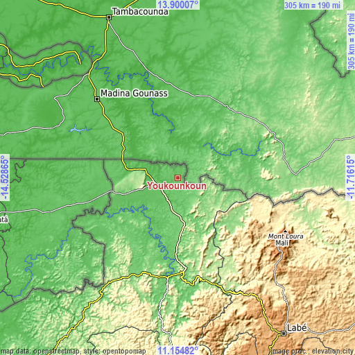 Topographic map of Youkounkoun