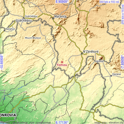 Topographic map of Yomou
