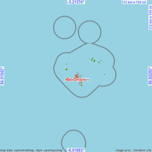 Topographic map of Bel Ombre