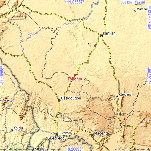 Topographic map of Tokonou