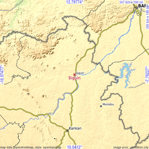 Topographic map of Siguiri