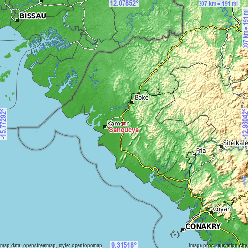 Topographic map of Sanguéya