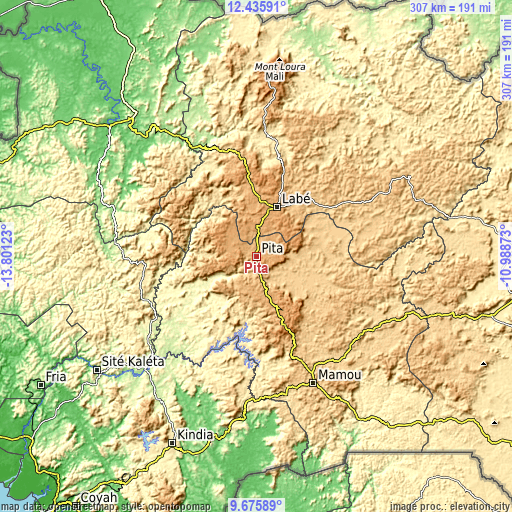 Topographic map of Pita