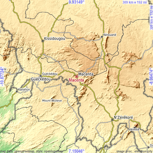 Topographic map of Macenta