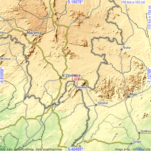 Topographic map of Lola