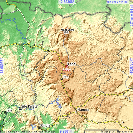 Topographic map of Labé
