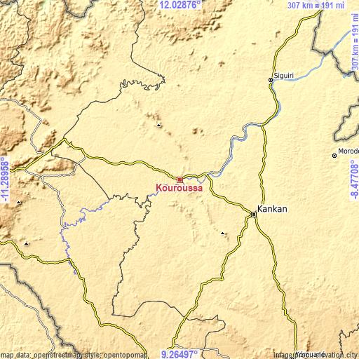 Topographic map of Kouroussa