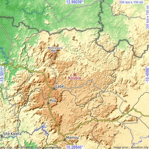 Topographic map of Koubia