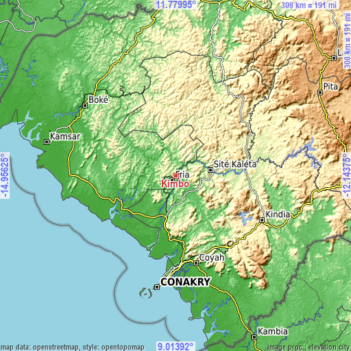 Topographic map of Kimbo