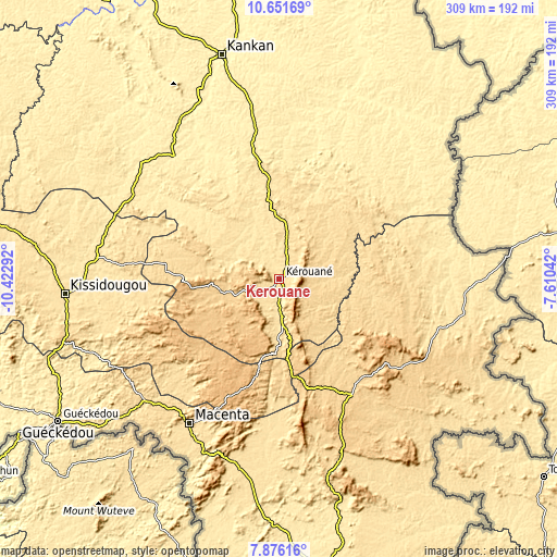 Topographic map of Kérouané