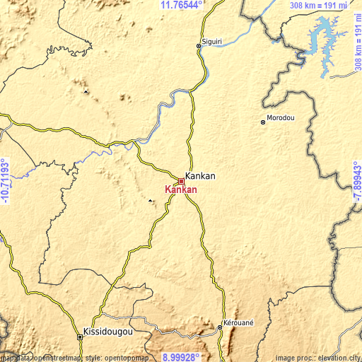 Topographic map of Kankan