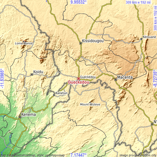 Topographic map of Gueckedou
