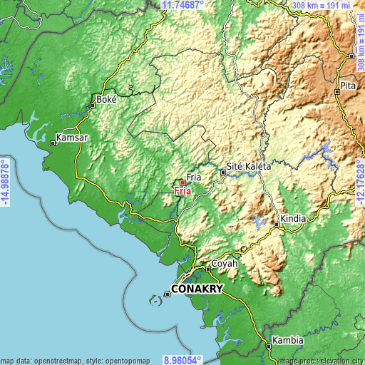 Topographic map of Fria